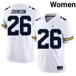 Alumni College Football White Womens Donovan Johnson U-M #26 Jersey 299610-440