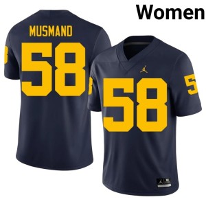 Limited Michigan College Football Eli Musmand Women Navy #58 Jersey 145682-204