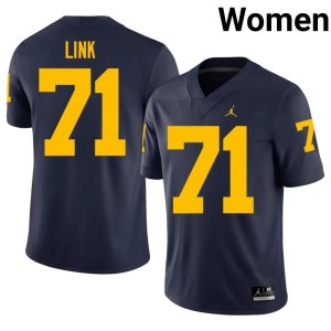 Stitched Women #71 College Football University of Michigan Navy Evan Link Jersey 249256-564