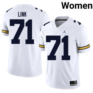 University #71 Women's White Evan Link College Football Wolverines Jersey 364844-809