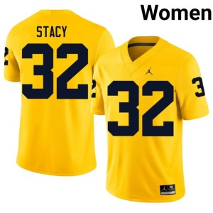 Limited MICH Maize Gary Stacy Women's #32 College Football Jerseys 322542-678