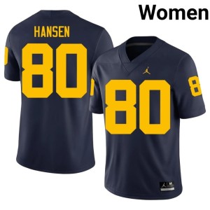 Replica #80 Michigan College Football Navy Hogan Hansen Women's Jersey 272398-568