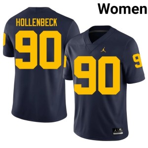 Game Hudson Hollenbeck Women's College Football University of Michigan Wolverines Navy #90 Jerseys 331607-163