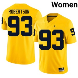 University College Football University of Michigan Maize #93 Women's Hunter Robertson Jersey 984392-366