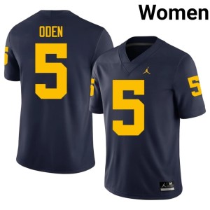 Official Women Jacob Oden University of Michigan Wolverines Navy College Football #5 Jerseys 311503-843