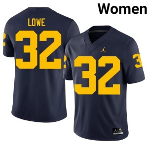 University College Football Womens University of Michigan Navy Jeremiah Lowe #32 Jersey 283240-395