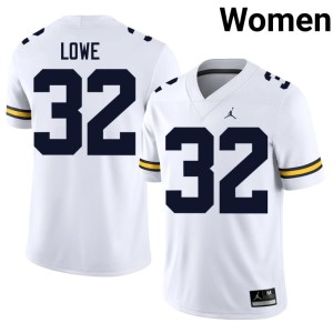 2026 Jeremiah Lowe College Football Wolverines #32 Women's White Jerseys 152041-152