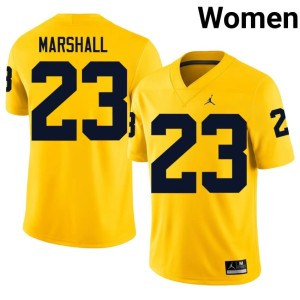University Womens #23 Michigan Maize Jordan Marshall College Football Jerseys 113149-915