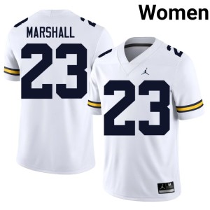 Player #23 University of Michigan Jordan Marshall White College Football Women Jerseys 478098-635