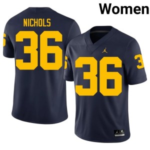 Limited Navy Michigan Joshua Nichols College Football Women's #36 Jerseys 991582-877
