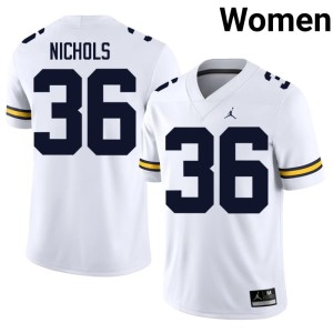 2026-27 Women #36 UMich White College Football Joshua Nichols Jerseys 407242-668