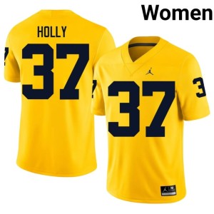 Alumni #37 College Football Maize Julius Holly Women Michigan Jersey 112609-862