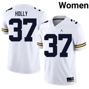 Stitched Julius Holly Women's White #37 College Football UMich Jersey 358238-732