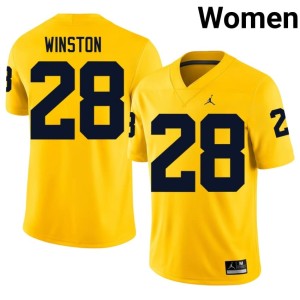 2026-27 Womens #28 Kainoa Winston College Football Wolverines Maize Jerseys 914653-766