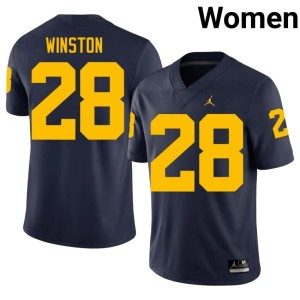 Alumni College Football #28 Womens Kainoa Winston Navy MICH Jersey 122263-921