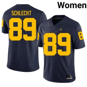 Stitched Kaleb Schlecht U-M Women #89 College Football Navy Jerseys 217667-264