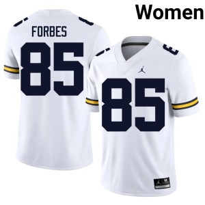 Player College Football Logan Forbes Michigan Wolverines White Women #85 Jersey 528476-603
