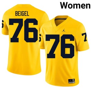 2026-27 Womens College Football MICH Maize #76 Manuel Beigel Jerseys 599893-643