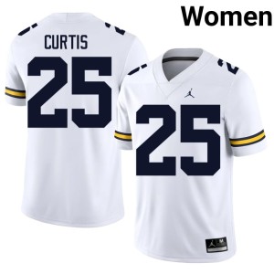 University UMich Mason Curtis Womens #25 College Football White Jerseys 666579-982