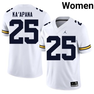 Embroidery Michigan Wolverines #25 College Football Micah Ka'apana Womens White Jersey 589143-158