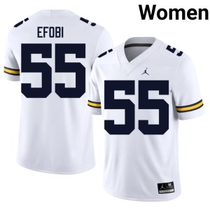 University White #55 College Football UMich Women's Nathan Efobi Jerseys 681062-588