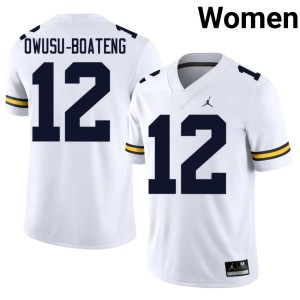 Game #12 University of Michigan White Nathaniel Owusu-Boateng College Football Womens Jerseys 527207-319