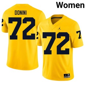 High School College Football Women's #72 Peter Donini Maize MICH Jerseys 739621-814