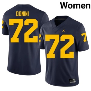 Embroidery College Football #72 Peter Donini Women's U of M Navy Jersey 348465-153