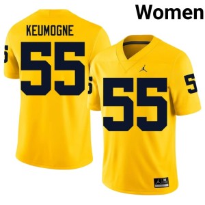 2026 Women's Randy Keumogne College Football Maize #55 U-M Jersey 206777-805