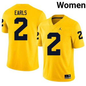 Stitched College Football Shamari Earls MICH Women Maize #2 Jersey 587914-100