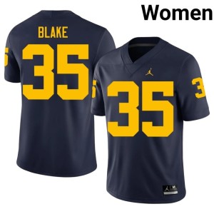 Game Stuart Blake Navy College Football #35 Women Michigan Wolverines Jersey 897982-413