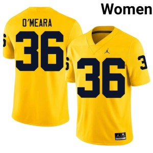 Limited #36 Women's Tomas O'Meara U-M Maize College Football Jerseys 528192-660