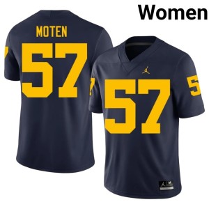 Stitched UMich #57 Travis Moten College Football Women's Navy Jersey 126399-672