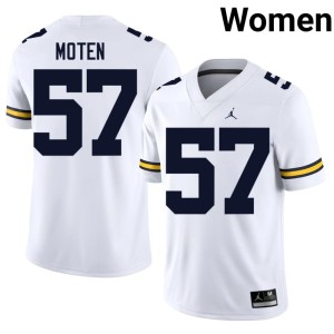 Alumni Womens Travis Moten #57 College Football White Michigan Jersey 154790-455