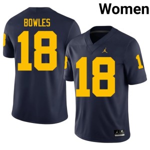 2026-27 Women College Football #18 Navy Michigan Troy Bowles Jersey 627443-285