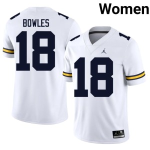 NCAA College Football White University of Michigan Wolverines Troy Bowles Women #18 Jersey 682757-174
