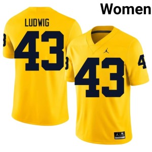 2026 Women #43 College Football Zach Ludwig U-M Maize Jersey 568338-838