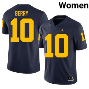 High School Zeke Berry Women's Navy Michigan Wolverines #10 College Football Jersey 794109-819