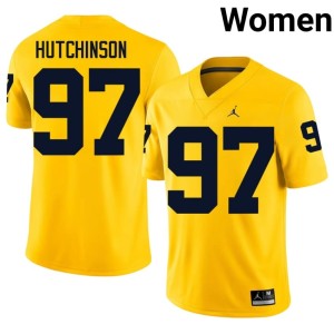 Alumni Aidan Hutchinson Women MICH College Football Maize #97 Jerseys 891904-624