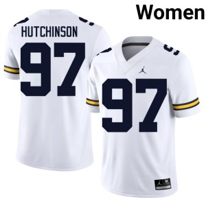 Embroidery #97 Women's White College Football U-M Aidan Hutchinson Jerseys 417868-548
