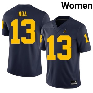 University MICH Aisea Moa Navy #13 College Football Womens Jerseys 837802-716