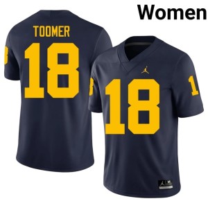 Stitched Women's U-M Navy College Football #18 Amani Toomer Jersey 613621-558
