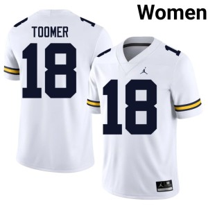High School #18 College Football Michigan Wolverines Women's Amani Toomer White Jerseys 116089-152