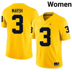 Stitched Women College Football Andrew Marsh UMich Maize #3 Jerseys 885924-651