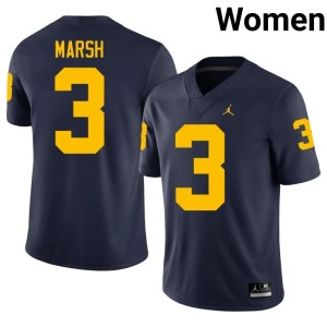 High School Andrew Marsh Women's College Football University of Michigan Navy #3 Jerseys 590009-673