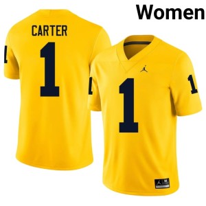 Game #1 UMich Womens Maize College Football Anthony Carter Jerseys 513555-250