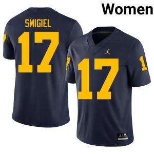 Player Women Brady Smigiel Navy #17 College Football Michigan Jersey 378386-383