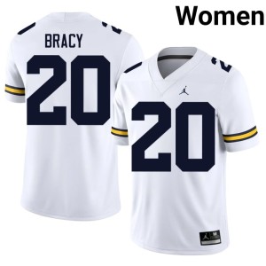 Embroidery College Football Women University of Michigan #20 White Chris Bracy Jerseys 299031-490