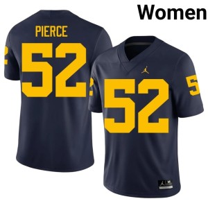 NCAA Michigan #52 Christian Pierce Navy College Football Women Jersey 503199-647
