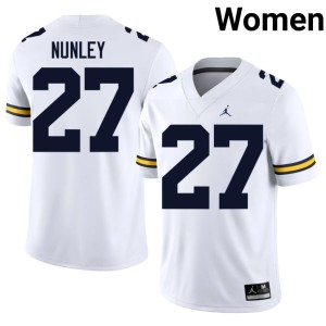 University Women's White Ernest Nunley College Football University of Michigan Wolverines #27 Jersey 881772-728